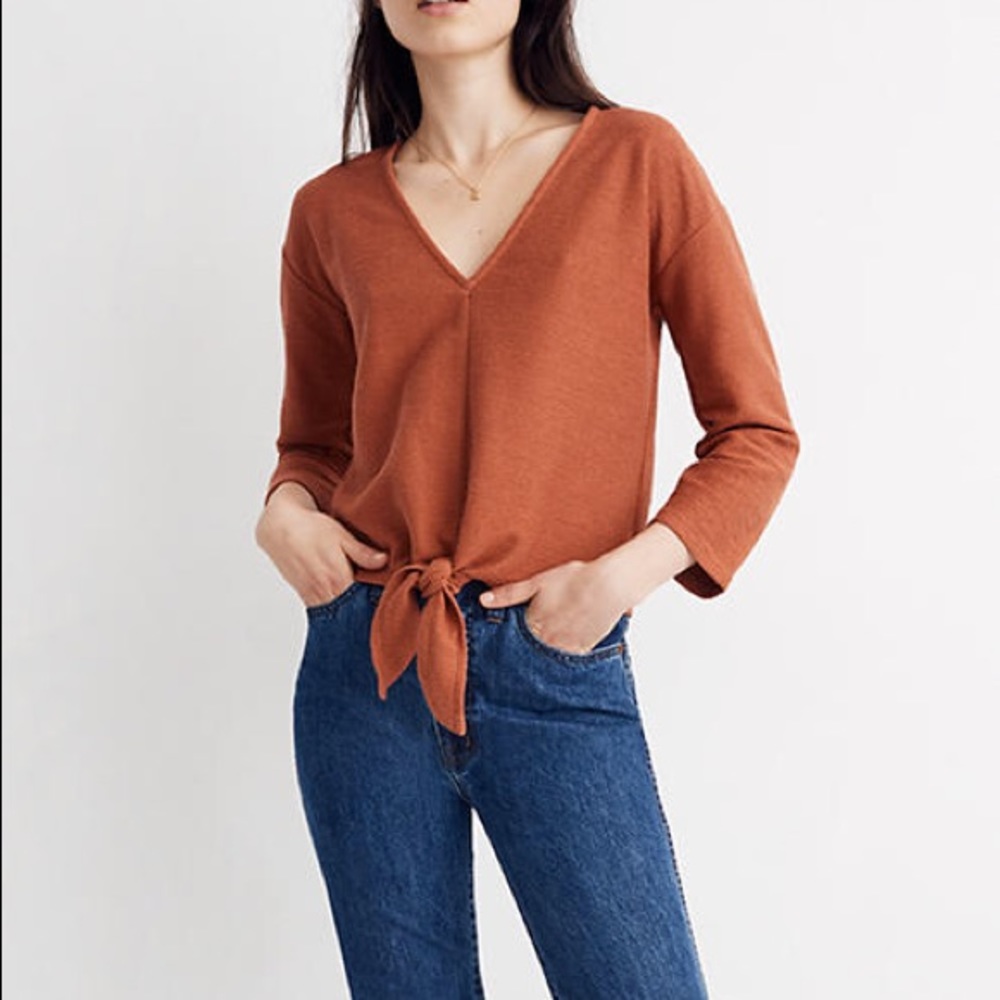 Texture and Thread long sleeve tie-front top